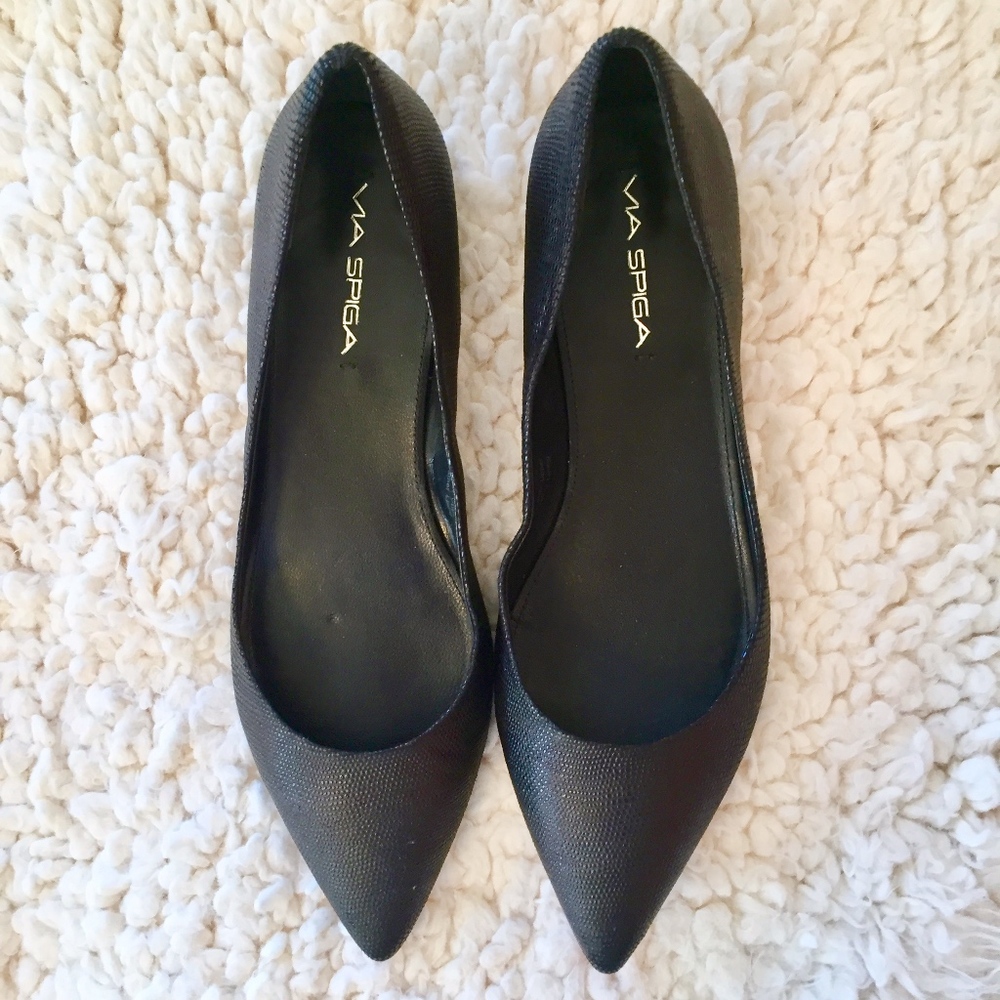 Via Spiga Embossed Leather Flats - Size 9